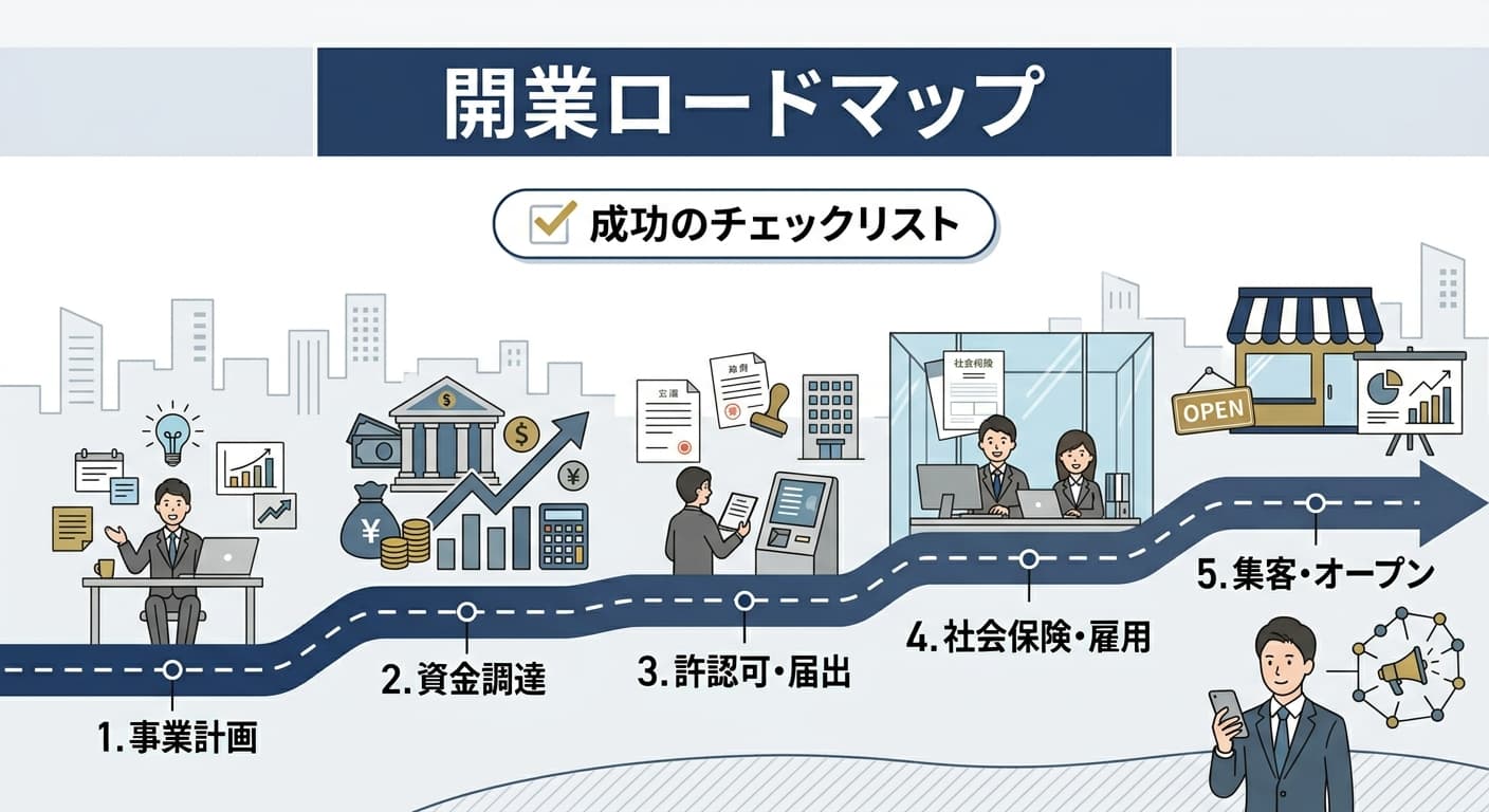 【永久保存版】開業の流れを完全解説!準備から届出・資金調達まですべてを紹介